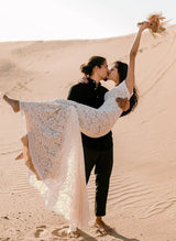 Boho Garden Lace Open Back Mermaid Fitted Wedding Dresses Court Train-Dbrbridal