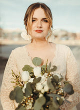 Boho Garden Lace Tulle Sleeves Plus Size Wedding Dresses Chic A-line V-Neck-Dbrbridal