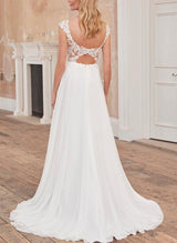 Boho Garden Lace Wedding Dresses Chiffon Back Hole-Dbrbridal