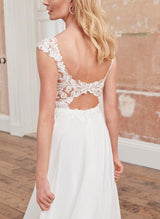 Boho Garden Lace Wedding Dresses Chiffon Back Hole-Dbrbridal
