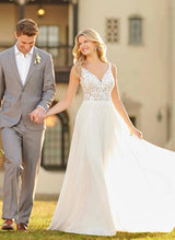 Boho Garden Lace Wedding Dresses Open Back-Dbrbridal