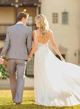 Boho Garden Lace Wedding Dresses Open Back-Dbrbridal