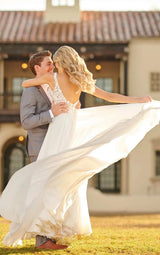 Boho Garden Lace Wedding Dresses Open Back-Dbrbridal