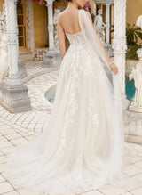 Boho Garden One Shoulder Lace Tulle Wedding Dresses Featuring Sequins-Dbrbridal