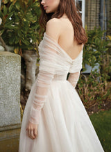 Boho Garden Summer Beach Tulle Chic A-line Slit Wedding Dresses-Dbrbridal
