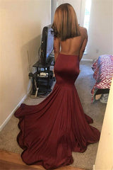 Burgundy Evening Gowns Long Sleeves Open Back Sheer Appliques Mermaid Prom Dresses-Dbrbridal