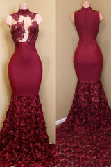 Burgundy Evening Gowns mermaid prom dress, long evening gowns-Dbrbridal