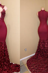 Burgundy Evening Gowns mermaid prom dress, long evening gowns-Dbrbridal