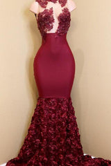 Burgundy Evening Gowns mermaid prom dress, long evening gowns-Dbrbridal