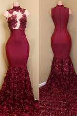 Burgundy Evening Gowns mermaid prom dress, long evening gowns-Dbrbridal