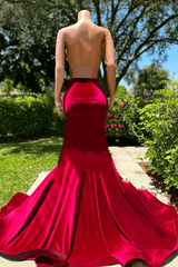 Burgundy One Shoulder Long Sleeve Mermaid Prom Dresses With Appliques-Dbrbridal