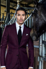 Burgundy Two Buttons Business Suits Wine Red Mens Suits for Prom-Dbrbridal