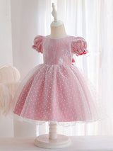 Cameo Brown Jewel Neck Short Sleeves Formal Kids Pageant flower girl dresses-Dbrbridal