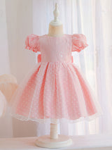 Cameo Brown Jewel Neck Short Sleeves Formal Kids Pageant flower girl dresses-Dbrbridal