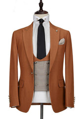 Caramel Slim Fit Dinner Suits For Men Formal Bespoke Prom Suits Tuxedos 3 Pieces-Dbrbridal