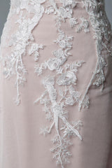 Casual Wedding Dress Mermaid Jewel Neck Short Sleeves Long Customized Lace Bridal Gowns With Train-Dbrbridal