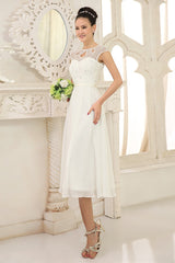 Casual Wedding Dresses Ivory Lace Chiffon Beach Wedding Dress With Beaded Exclusive-Dbrbridal