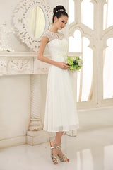 Casual Wedding Dresses Ivory Lace Chiffon Beach Wedding Dress With Beaded Exclusive-Dbrbridal
