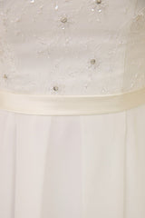 Casual Wedding Dresses Ivory Lace Chiffon Beach Wedding Dress With Beaded Exclusive-Dbrbridal
