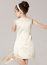 Champagne A-line Flower Applique Beaded Short flower girl dress With Jacket-Dbrbridal