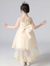 Champagne Color Jewel Neck Sleeveless Beaded Kids Social Party Dresses-Dbrbridal