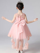 Champagne Color Jewel Neck Sleeveless Beaded Kids Social Party Dresses-Dbrbridal