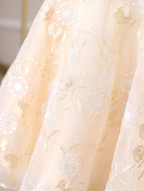 Champagne Color Jewel Neck Sleeveless Bows Kids Social Party Dresses-Dbrbridal