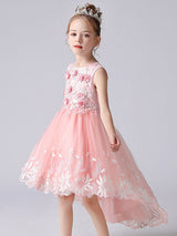 Champagne Color Jewel Neck Sleeveless Flowers Kids Party Dresses Princess Dress-Dbrbridal