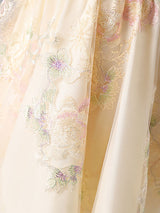 Champagne Designed Neckline Short Sleeves Bows Short Kids Party Dresses-Dbrbridal