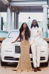 Champange Sleeveless Flowers Sequin Column Floor length Sparkle Prom Dresses-Dbrbridal