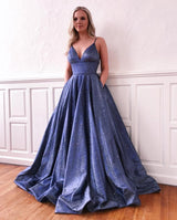 Charming Spaghetti-Straps Stromy Blue, Mauve Chic Sequins Formal Dresses-Dbrbridal