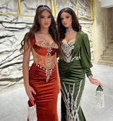 Charming Sweetheart Mermaid Evening Party Gowns With Ruffles Long-Dbrbridal