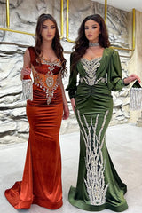 Charming Sweetheart Mermaid Evening Party Gowns With Ruffles Long-Dbrbridal