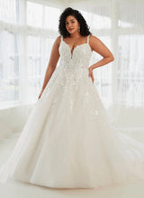 Chic A-line Gown Lace Wedding Dress V-Neckline-Dbrbridal