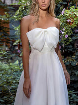 Chic A-line Sleeveless Satin Sweep Train Wedding Dress-Dbrbridal