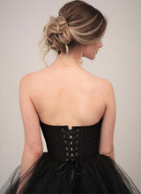 Chic A-line Strapless Sleeveless Tulle Court Train Wedding Dresses Pleated-Dbrbridal