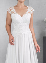 Chic A-line V-Neck Sleeveless Chiffon Wedding Dresses Featuring Lace-Dbrbridal