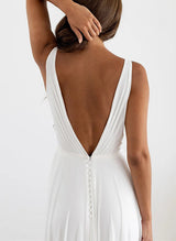 Chic A-line V-Neck Sleeveless Floor-Length Chiffon Wedding Dresses-Dbrbridal