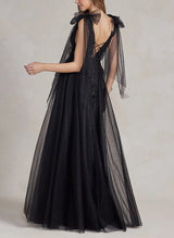 Chic A-line V-Neck Sleeveless Floor-Length Wedding Dresses-Dbrbridal