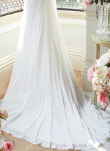 Chic A-line V-Neck Sleeveless Lace Court Train Wedding Dress Lace-Dbrbridal