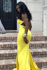Chic Backless V-Neck daffodil Affordable Mermaid Formal Dresses Online-Dbrbridal