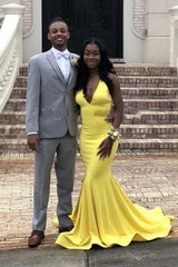 Chic Backless V-Neck daffodil Affordable Mermaid Formal Dresses Online-Dbrbridal