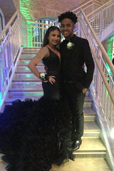 Chic Black Deep-V-Neck Mermaid Sleeveless Formal Dresses-Dbrbridal