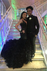 Chic Black Deep-V-Neck Mermaid Sleeveless Formal Dresses-Dbrbridal