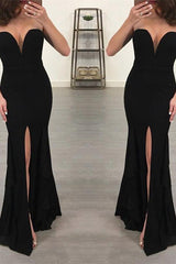 Chic Black Sweetheart Evening Party Gowns New Arrival Mermaid Formal Dresses with Slit-Dbrbridal