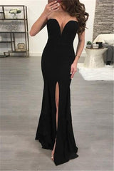 Chic Black Sweetheart Evening Party Gowns New Arrival Mermaid Formal Dresses with Slit-Dbrbridal