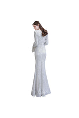 Chic Gorgeous Sequins Burgundy Evening Gowns Long Sleevess V-Neck Mermaid Long Prom Dresses-Dbrbridal