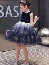 Chic Jewel Neck Tulle Sleeveless Short Princess Kids Social Party Dresses-Dbrbridal