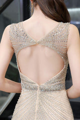 Chic Mermaid V-Neck Silver Party Dress Mermaid Formal Dresses-Dbrbridal