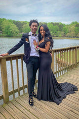 Chic Off-the-Shoulder Chic V-Neck Alluring Prom Dresses Chic Side Slipt Fit and Flare Formal Dresses-Dbrbridal